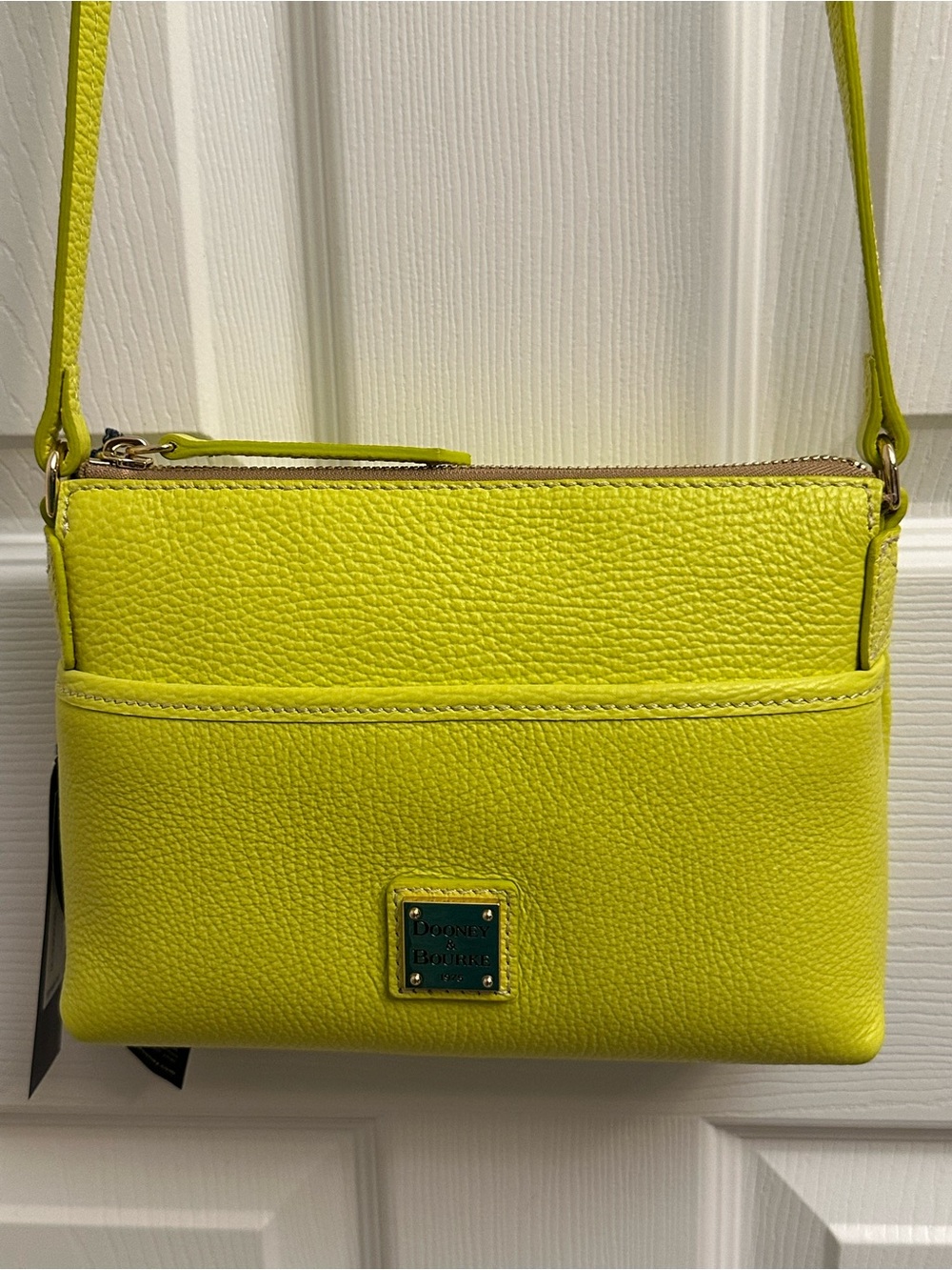 Dooney & Bourke Bright Neon Yellow Pebble Leather Ginger Crossbody